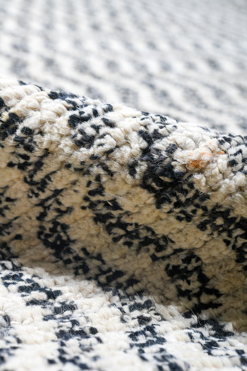 14' x 19' one-of-a-kind handmade vintage Tulu oversize rug. Color palette: black, blue, dark gray, dim gray, gainsboro, gray