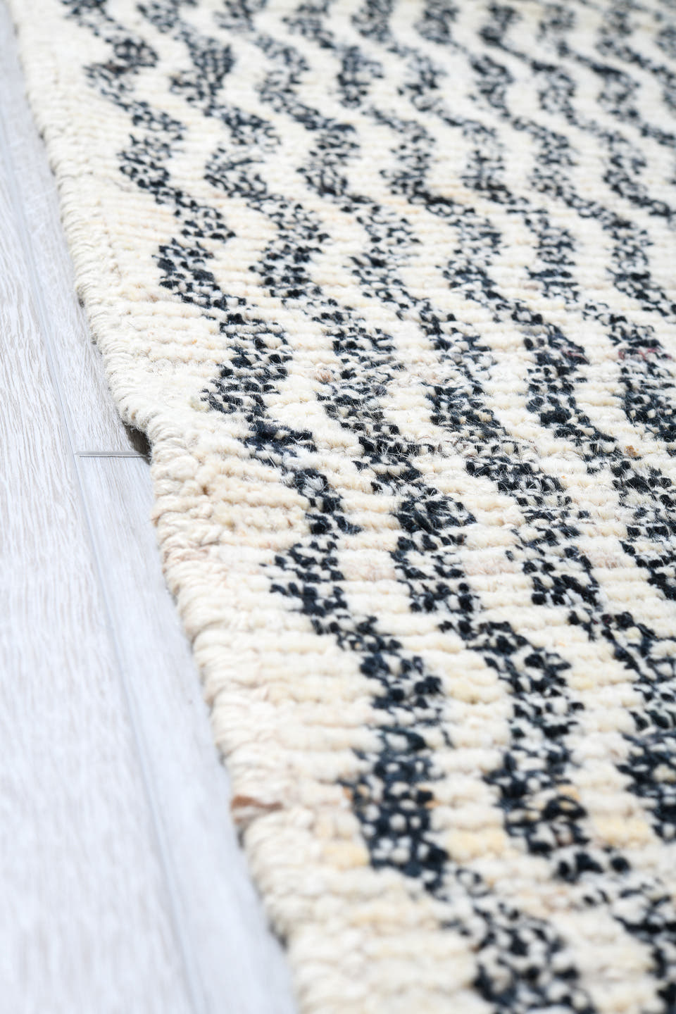 14' x 19' one-of-a-kind handmade vintage Tulu oversize rug. Color palette: ivory, blue-gray, teal, slate, gray, blue