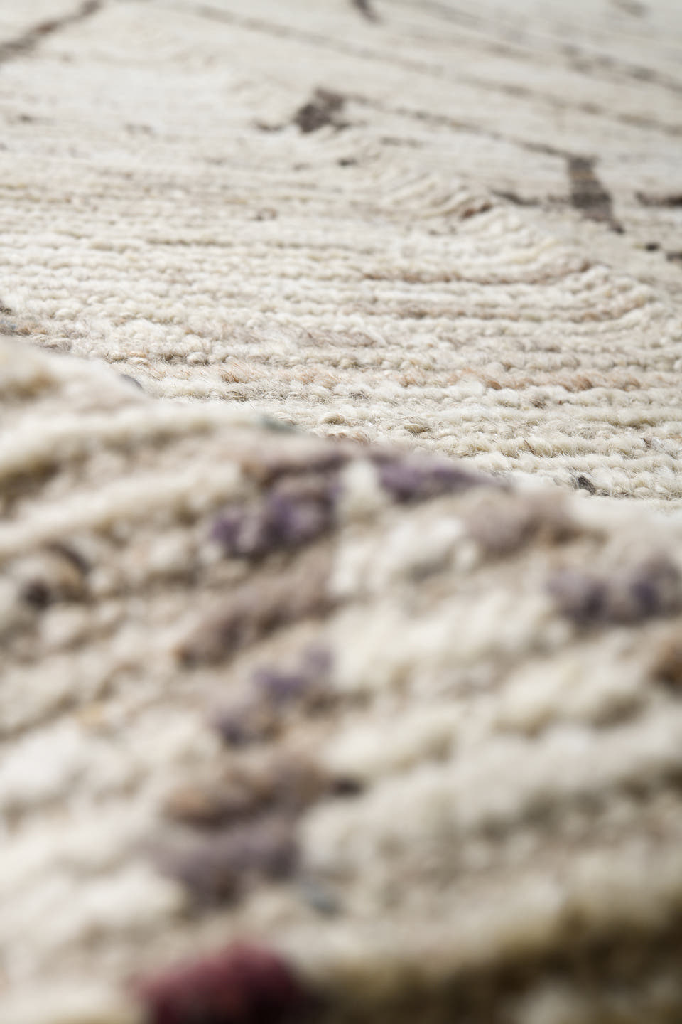 12' x 14' one-of-a-kind handmade vintage Tulu oversize rug. Color palette: ivory, charcoal, taupe, cream, gray, black, beige