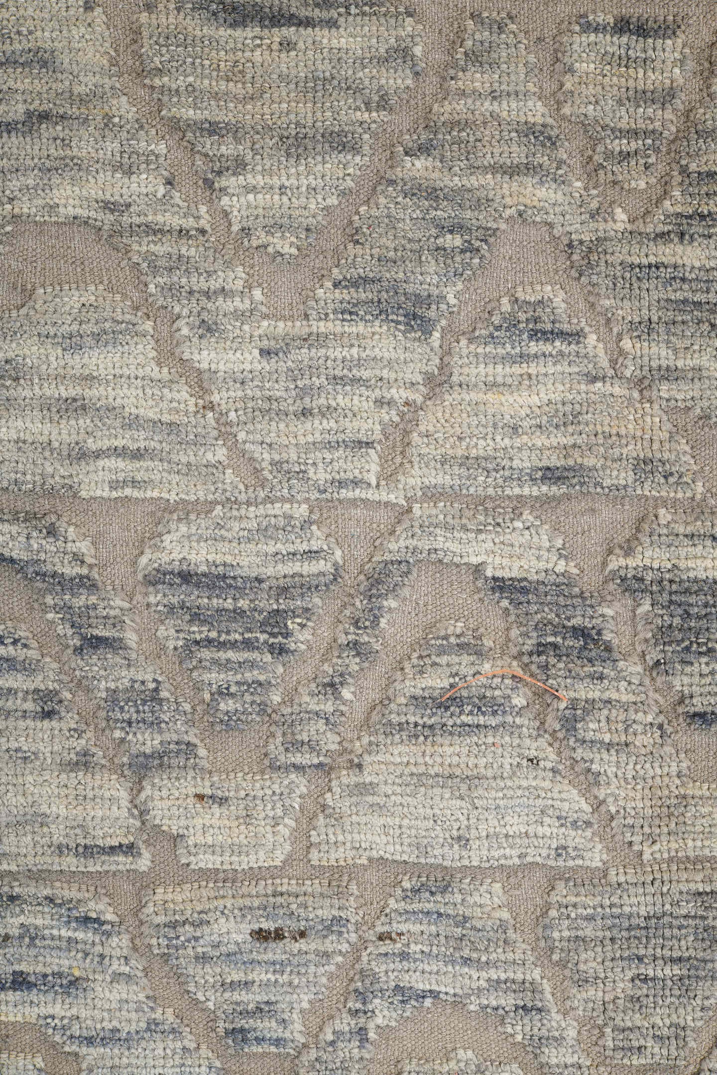 9' x 12' one-of-a-kind handmade vintage Tulu large size rug. Color palette: ivory, taupe, gray, cream, greige, beige