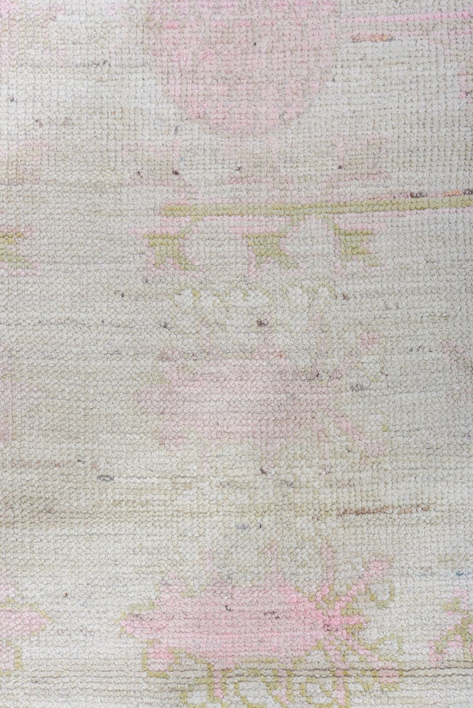 12' x 16' one-of-a-kind handmade vintage Khorassan oversize rug. Color palette: ivory, blush, taupe, sage, cream, pale pink