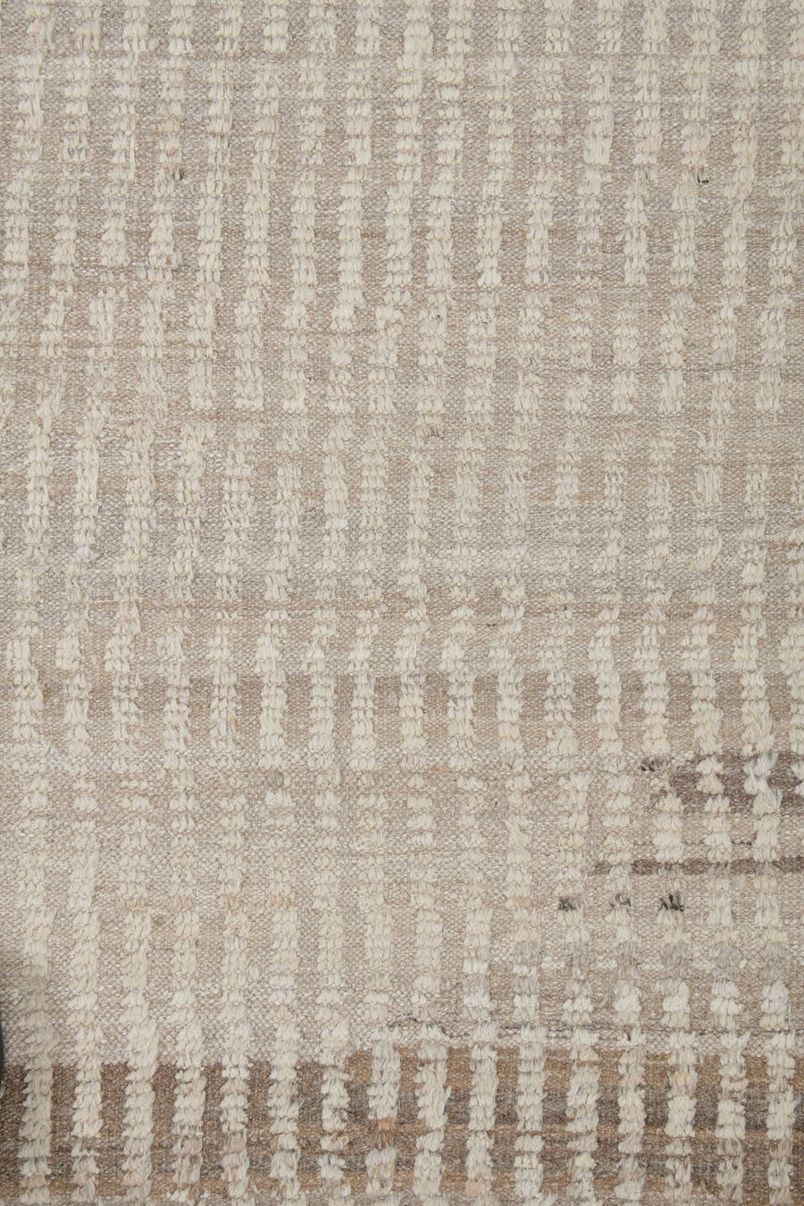 8' x 12' one-of-a-kind handmade vintage Tulu large size rug. Color palette: ivory, cream, taupe, camel, beige, gray