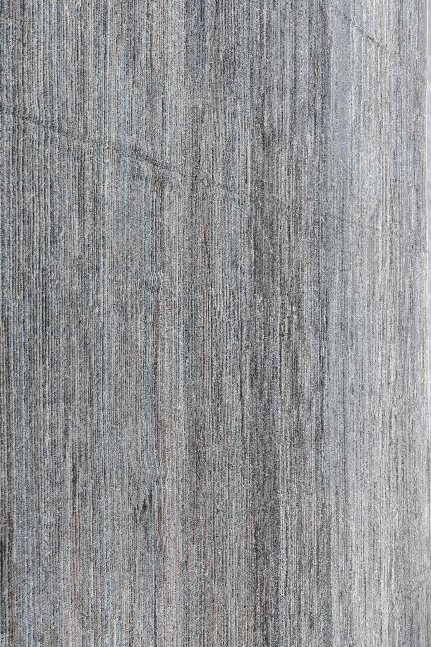 15' x 17' one-of-a-kind handmade vintage Tulu oversize rug. Color palette: blue gray, ivory, taupe, charcoal, stone gray