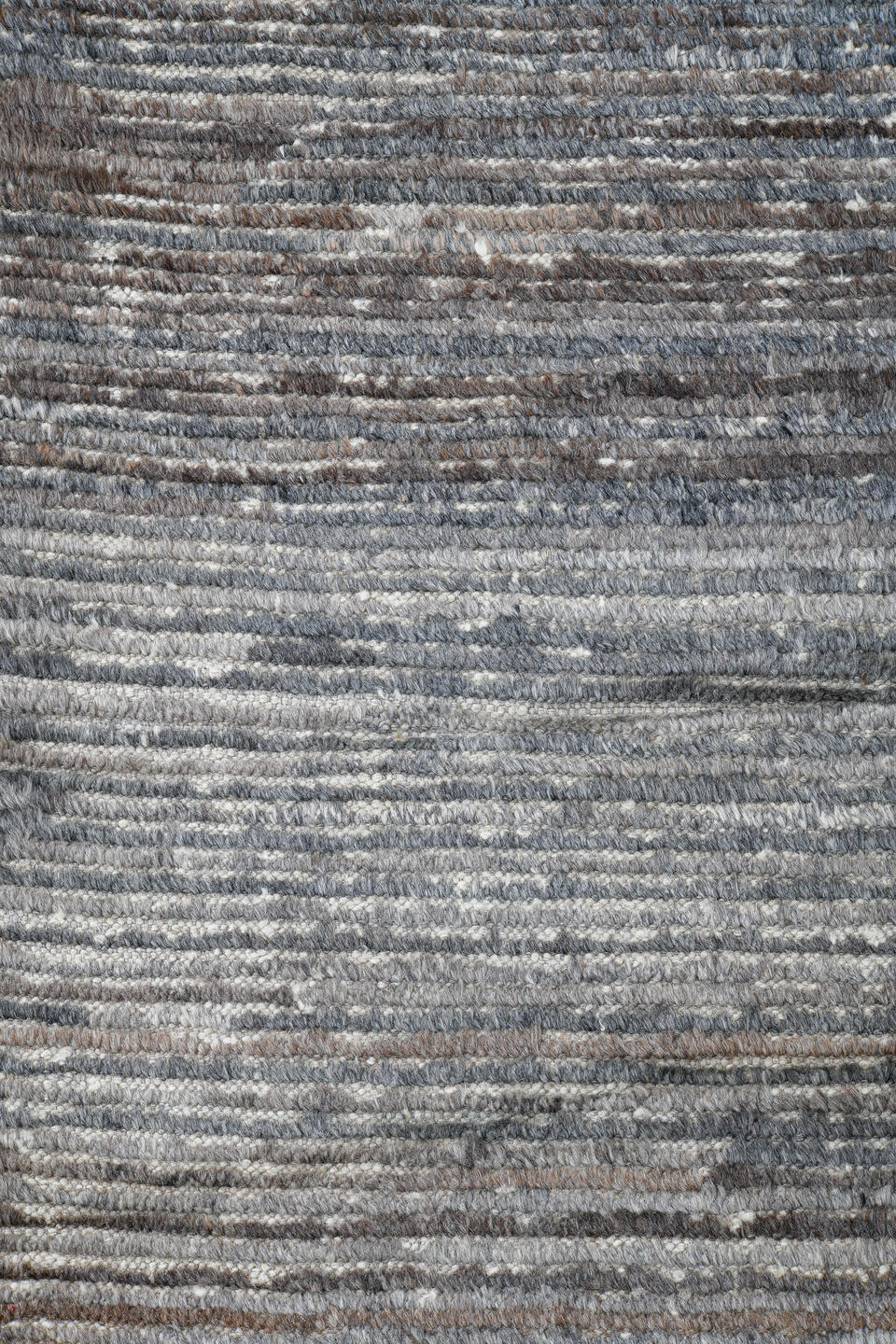 15' x 17' one-of-a-kind handmade vintage Tulu oversize rug. Color palette: blue gray, ivory, taupe, charcoal, stone gray