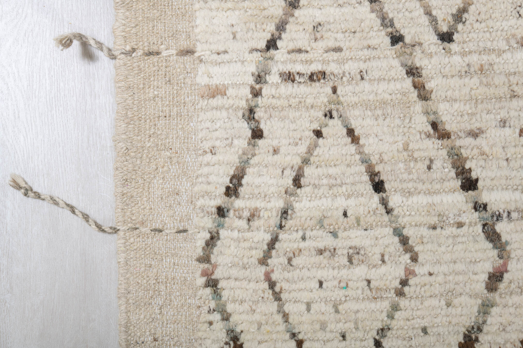 13' x 16' one-of-a-kind handmade vintage Tulu oversize rug. Color palette: ivory, cream, taupe, light brown, sand