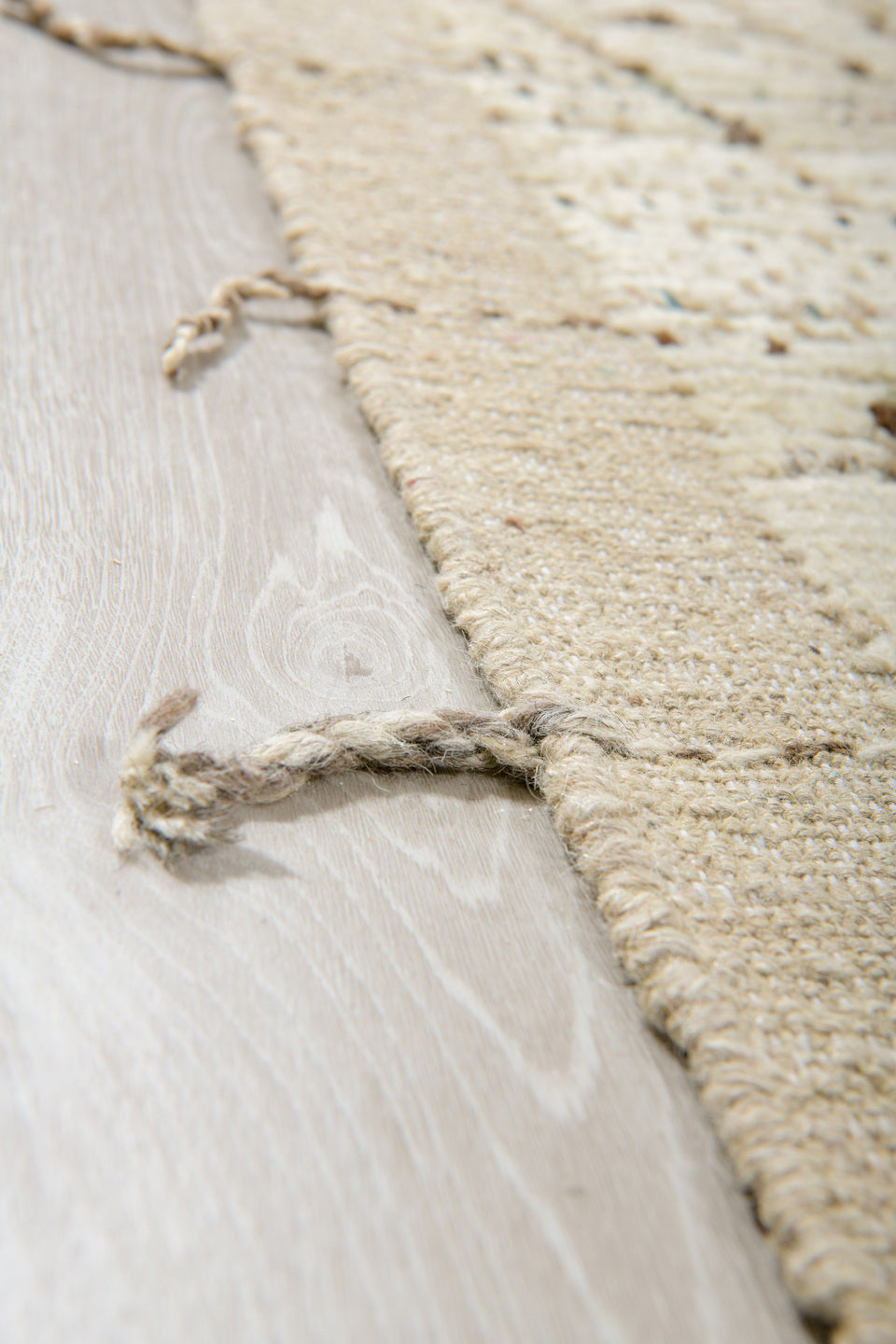 13' x 16' one-of-a-kind handmade vintage Tulu oversize rug. Color palette: ivory, cream, taupe, light brown, sand