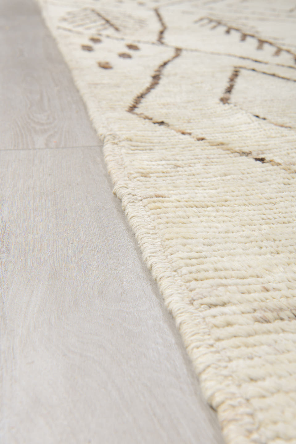 10' x 13' one-of-a-kind handmade vintage Tulu large size rug. Color palette: ivory, brown, taupe, camel, beige, gray