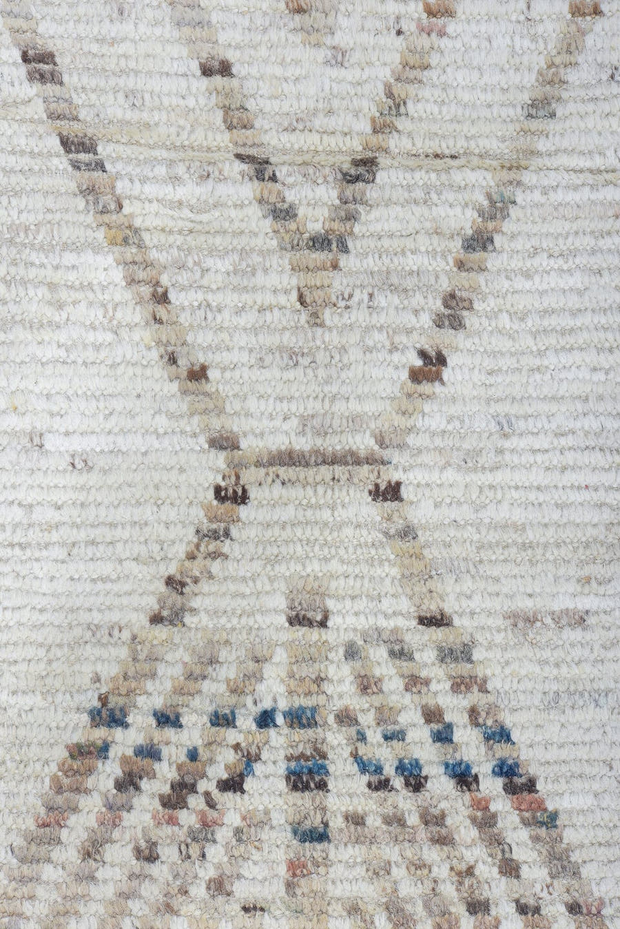 10' x 13' one-of-a-kind handmade vintage Tulu large size rug. Color palette: ivory, taupe, brown, charcoal, slate