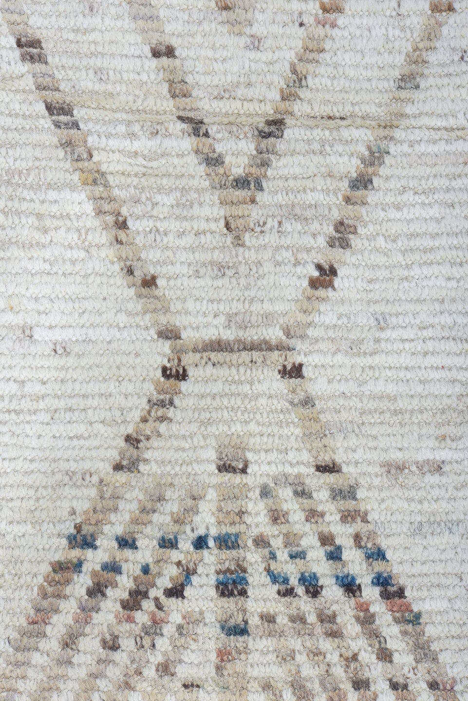 10' x 13' one-of-a-kind handmade vintage Tulu large size rug. Color palette: ivory, taupe, brown, charcoal, slate