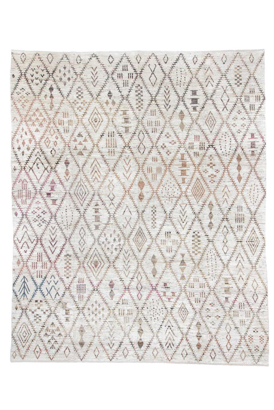 13' x 16' one-of-a-kind handmade vintage Tulu oversize rug. Color palette: dark gray, gainsboro, gray, light blue