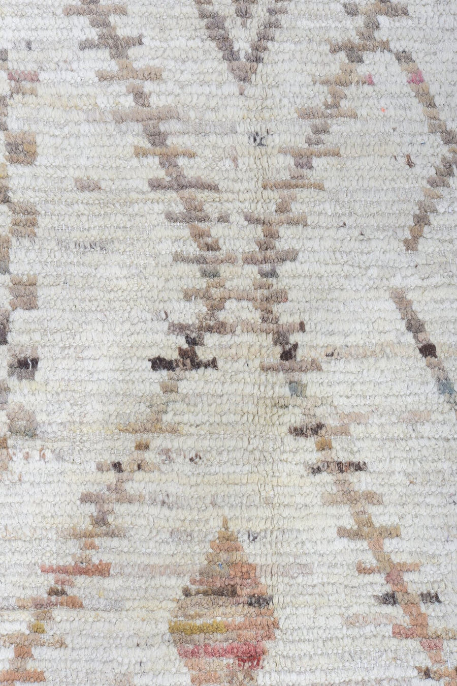 13' x 16' one-of-a-kind handmade vintage Tulu oversize rug. Color palette: ivory, taupe, beige, blush, rose, sage, charcoal
