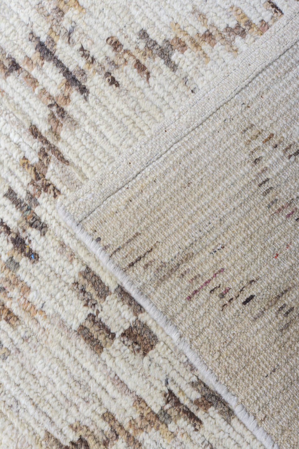 13' x 16' one-of-a-kind handmade vintage Tulu oversize rug. Color palette: ivory, taupe, beige, blush, rose, sage, charcoal