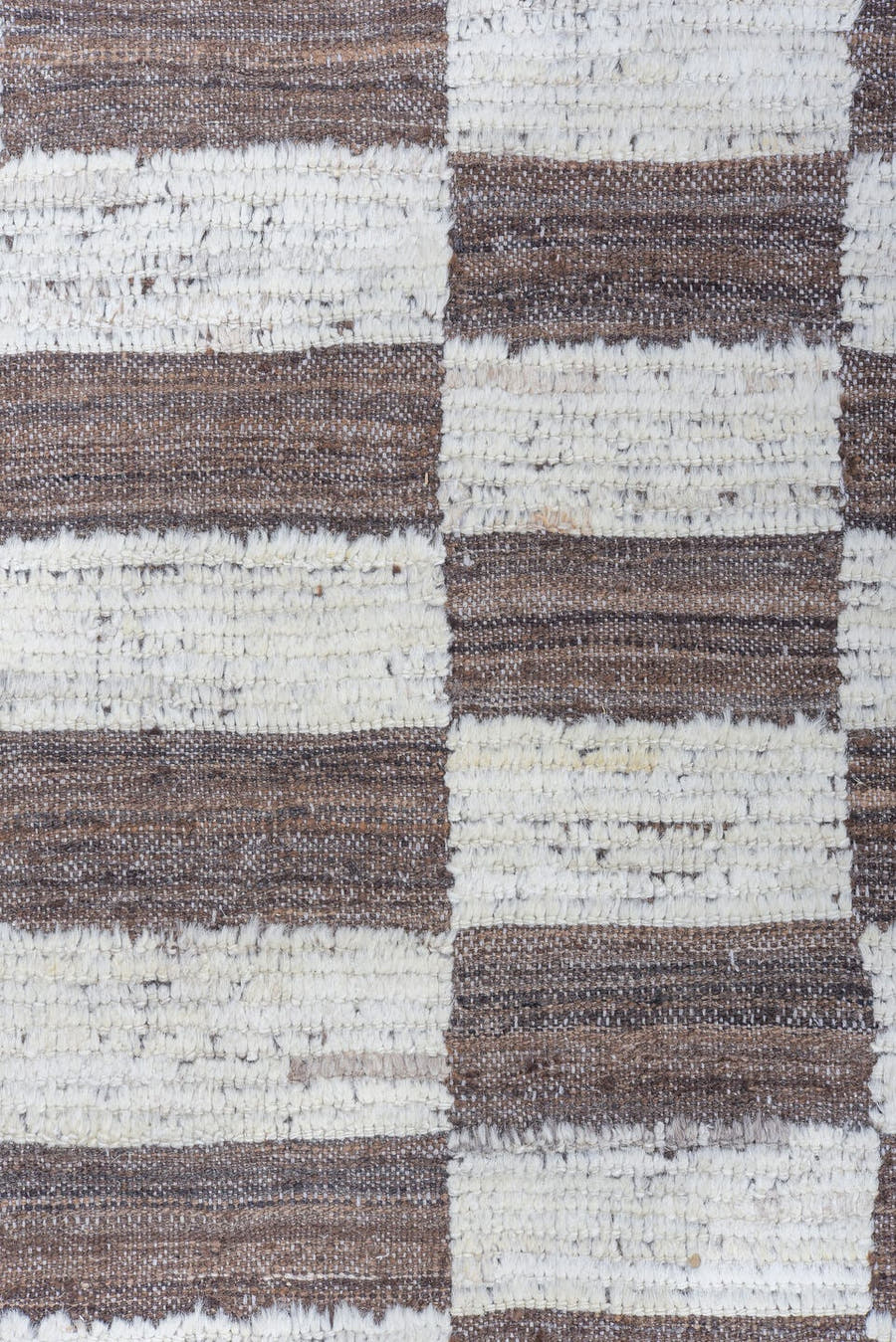 9' x 12' one-of-a-kind handmade vintage Tulu large size rug. Color palette: taupe, ivory, brown, beige, gray