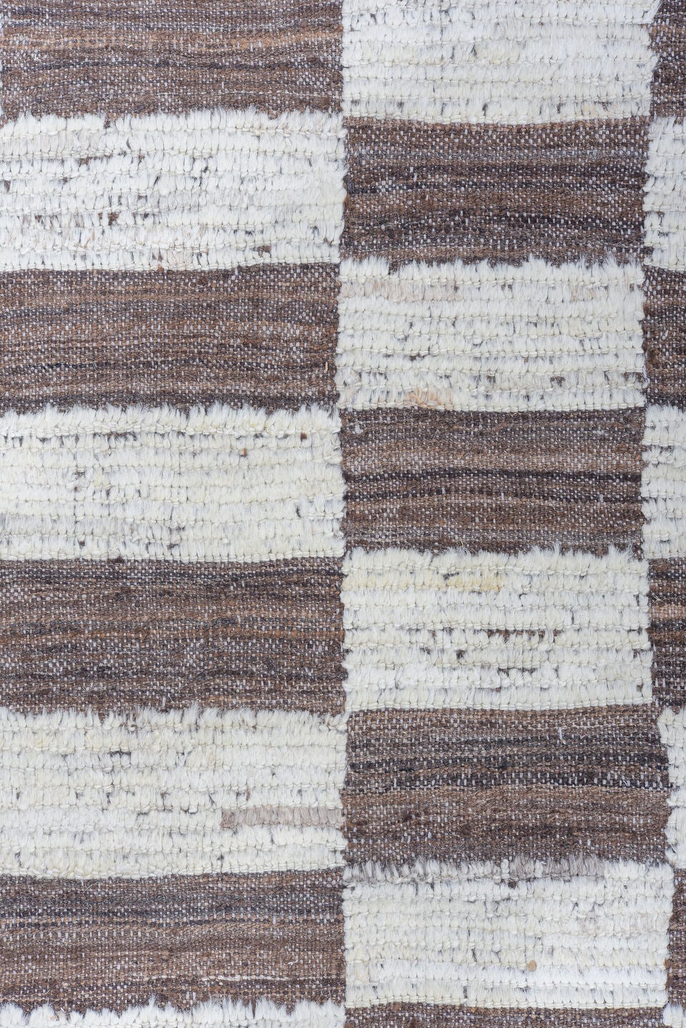9' x 12' one-of-a-kind handmade vintage Tulu large size rug. Color palette: taupe, ivory, brown, beige, gray