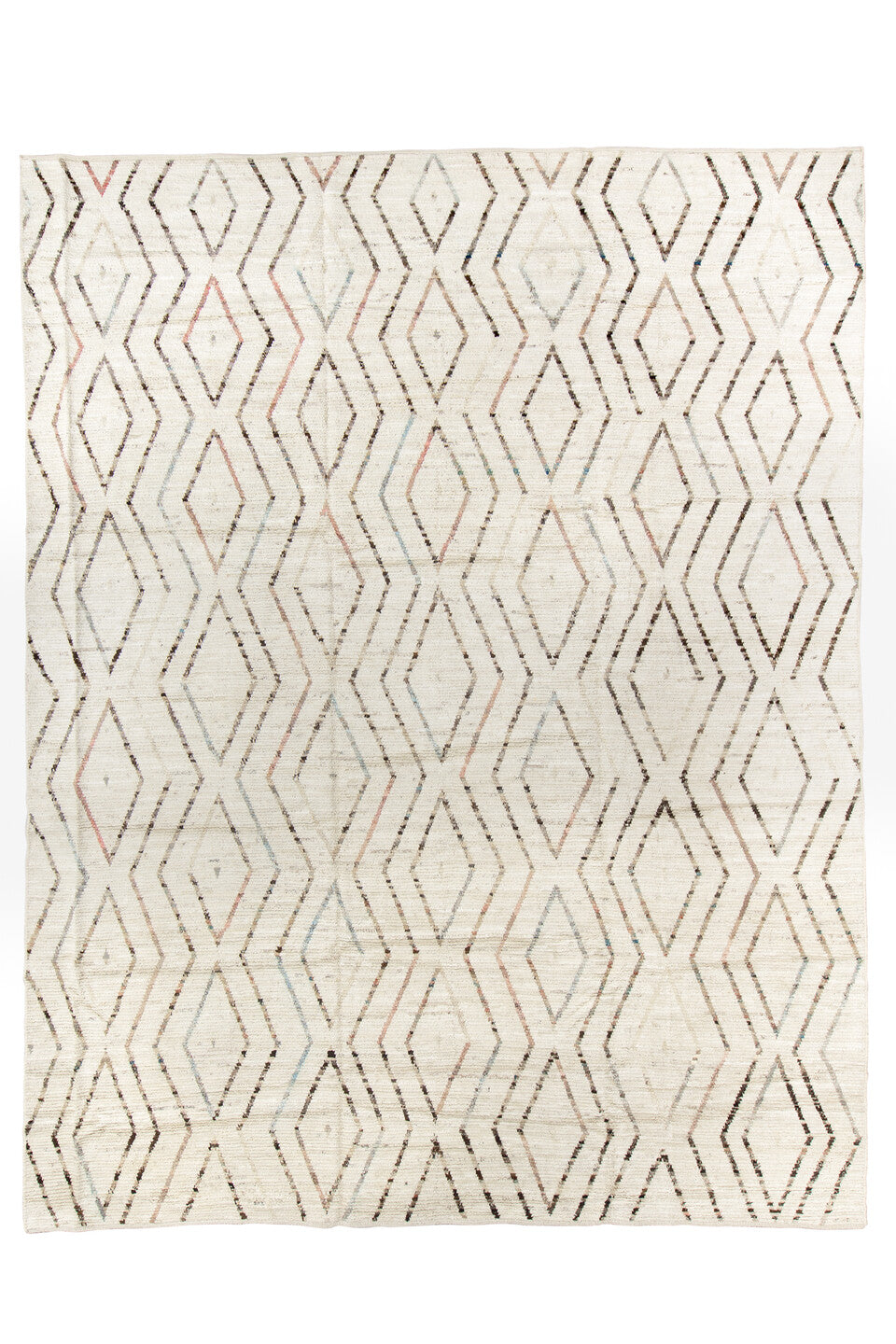 10' x 13' one-of-a-kind handmade vintage Tulu large size rug. Color palette: beige, brown, dark gray, gray, light gray