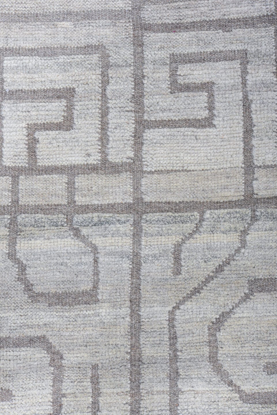 12' x 13' one-of-a-kind handmade vintage Tulu oversize rug. Color palette: ivory, taupe, gray, greige, beige