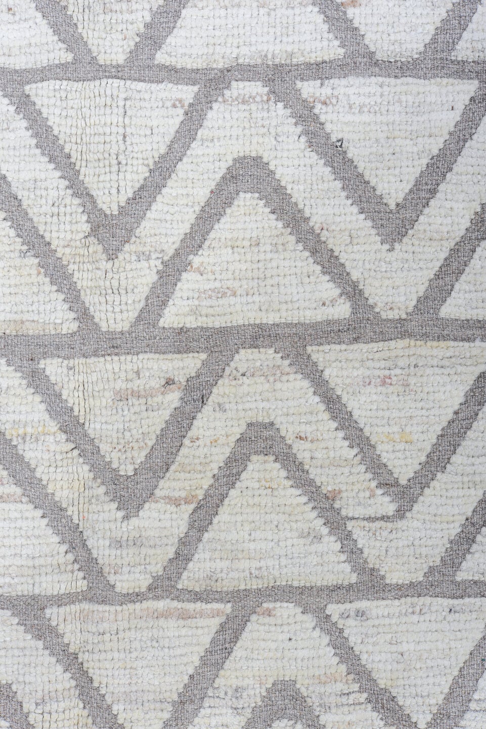 6' x 8' one-of-a-kind handmade vintage Tulu medium size rug. Color palette: ivory, taupe, gray, cream, beige