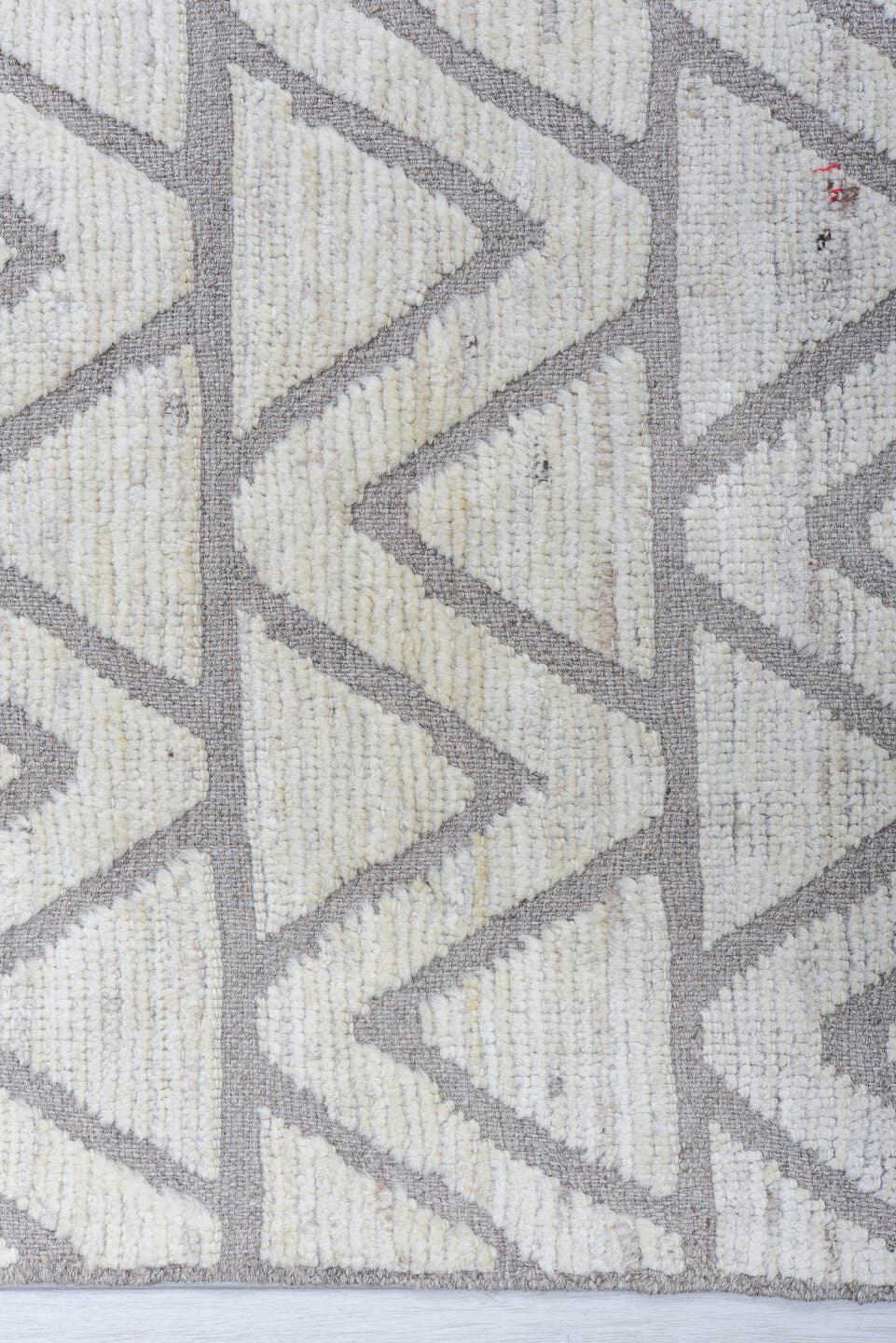 6' x 8' one-of-a-kind handmade vintage Tulu medium size rug. Color palette: ivory, taupe, gray, cream, beige