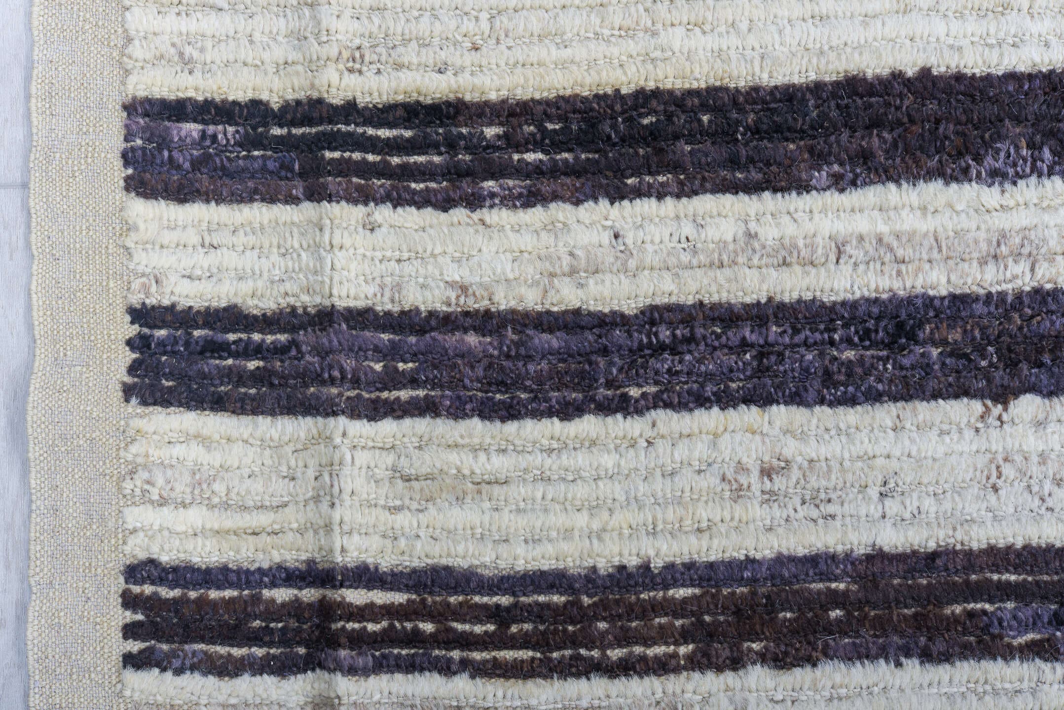 10' x 13' one-of-a-kind handmade vintage Tulu large size rug. Color palette: ivory, charcoal, gray, taupe, black, beige