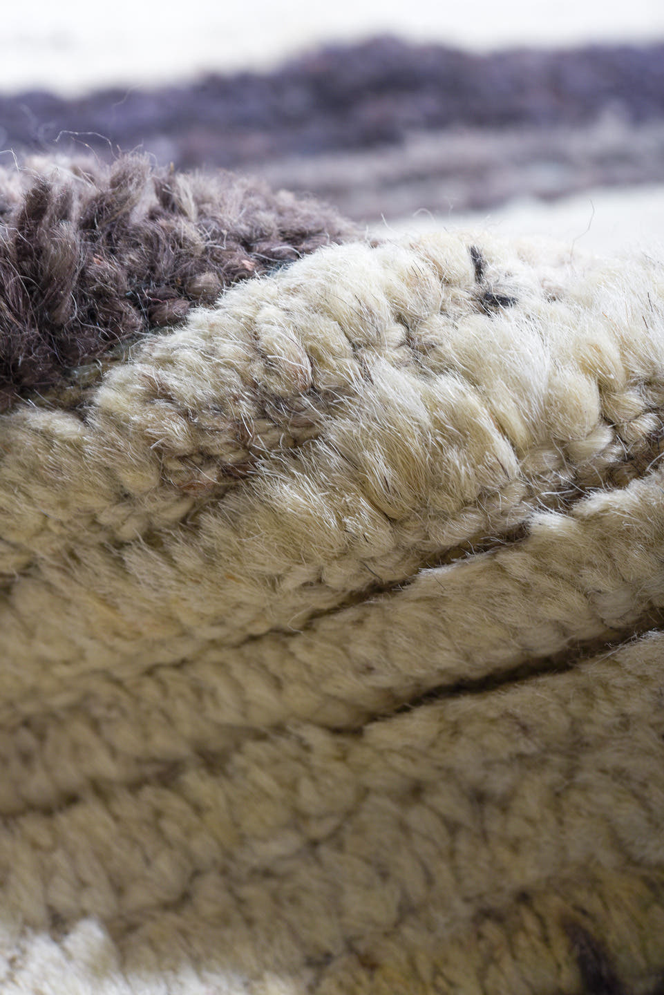 10' x 13' one-of-a-kind handmade vintage Tulu large size rug. Color palette: ivory, charcoal, gray, taupe, black, beige