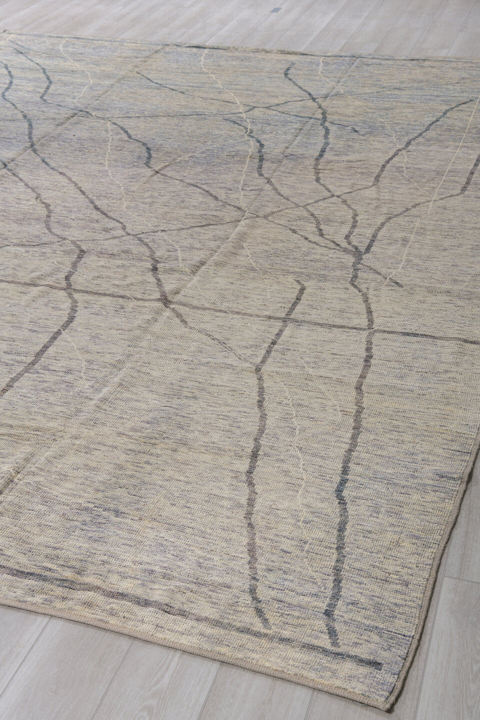 10' x 13' one-of-a-kind handmade vintage Tulu large size rug. Color palette: ivory, gray, charcoal, cream, taupe, black
