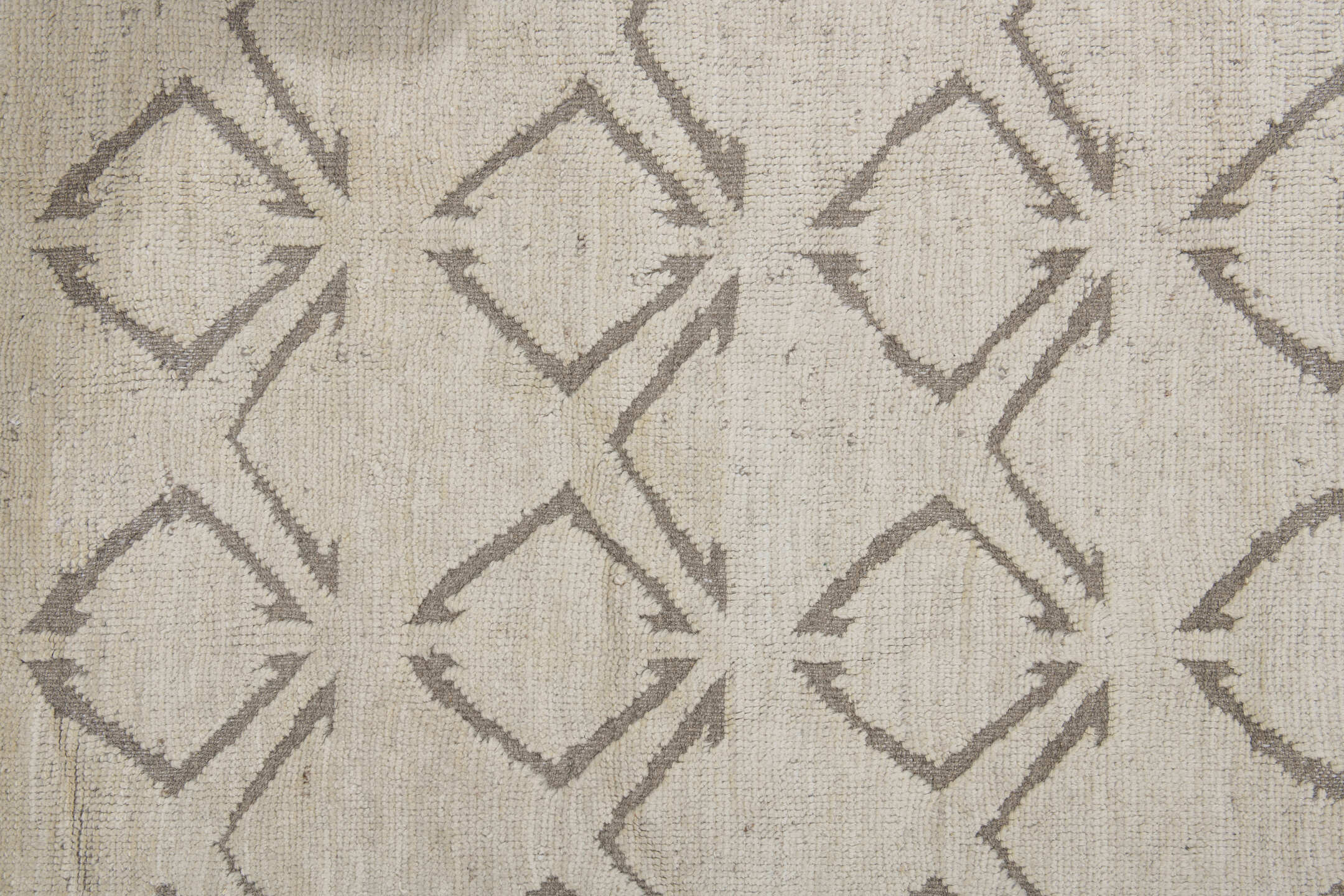 10' x 13' one-of-a-kind handmade vintage Tulu large size rug. Color palette: off-white, gray, light gray, brown, pink