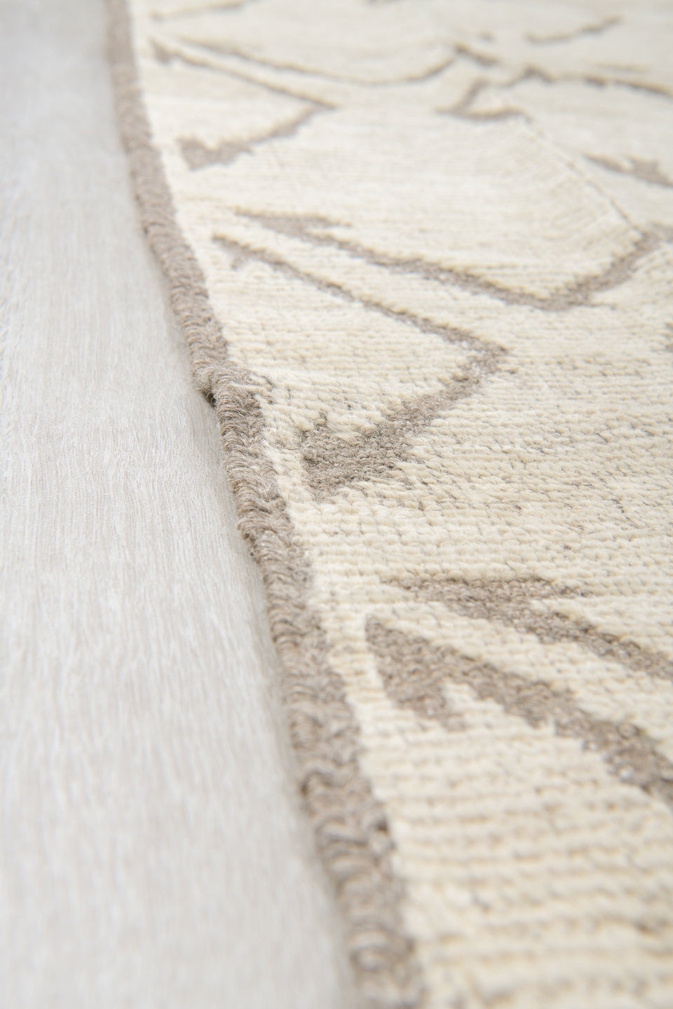 10' x 13' one-of-a-kind handmade vintage Tulu large size rug. Color palette: off-white, gray, light gray, brown, pink