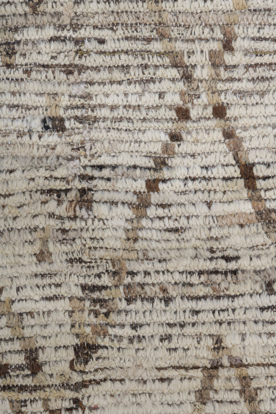 10' x 13' one-of-a-kind handmade vintage Tulu large size rug. Color palette: ivory, taupe, brown, charcoal, cream, beige