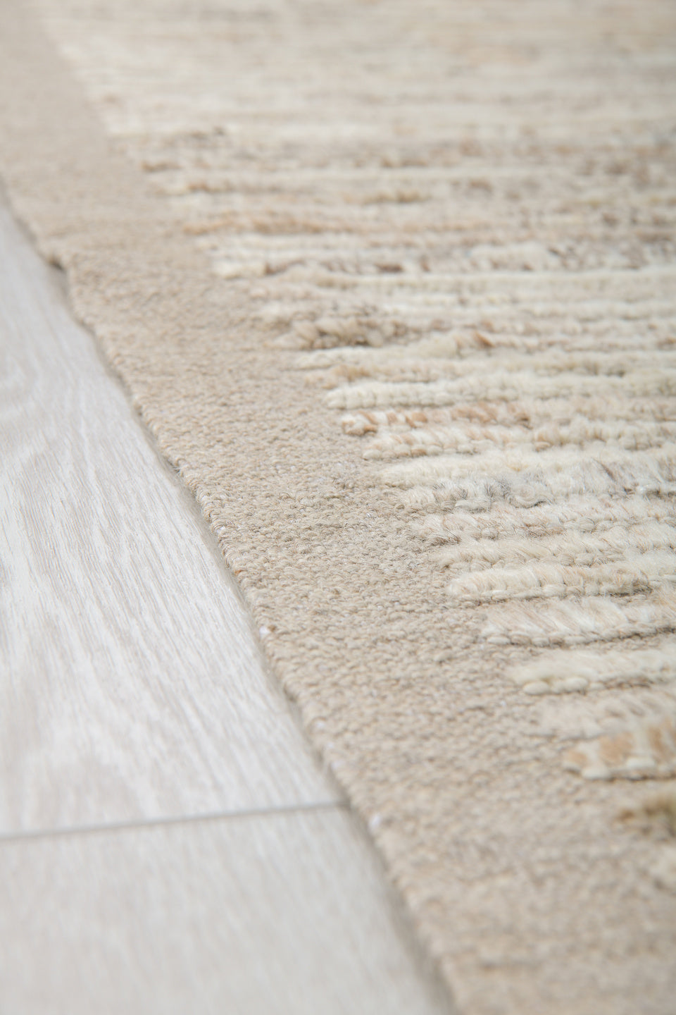9' x 13' one-of-a-kind handmade vintage Tulu large size rug. Color palette: ivory, taupe, beige, sky_blue, charcoal, blush