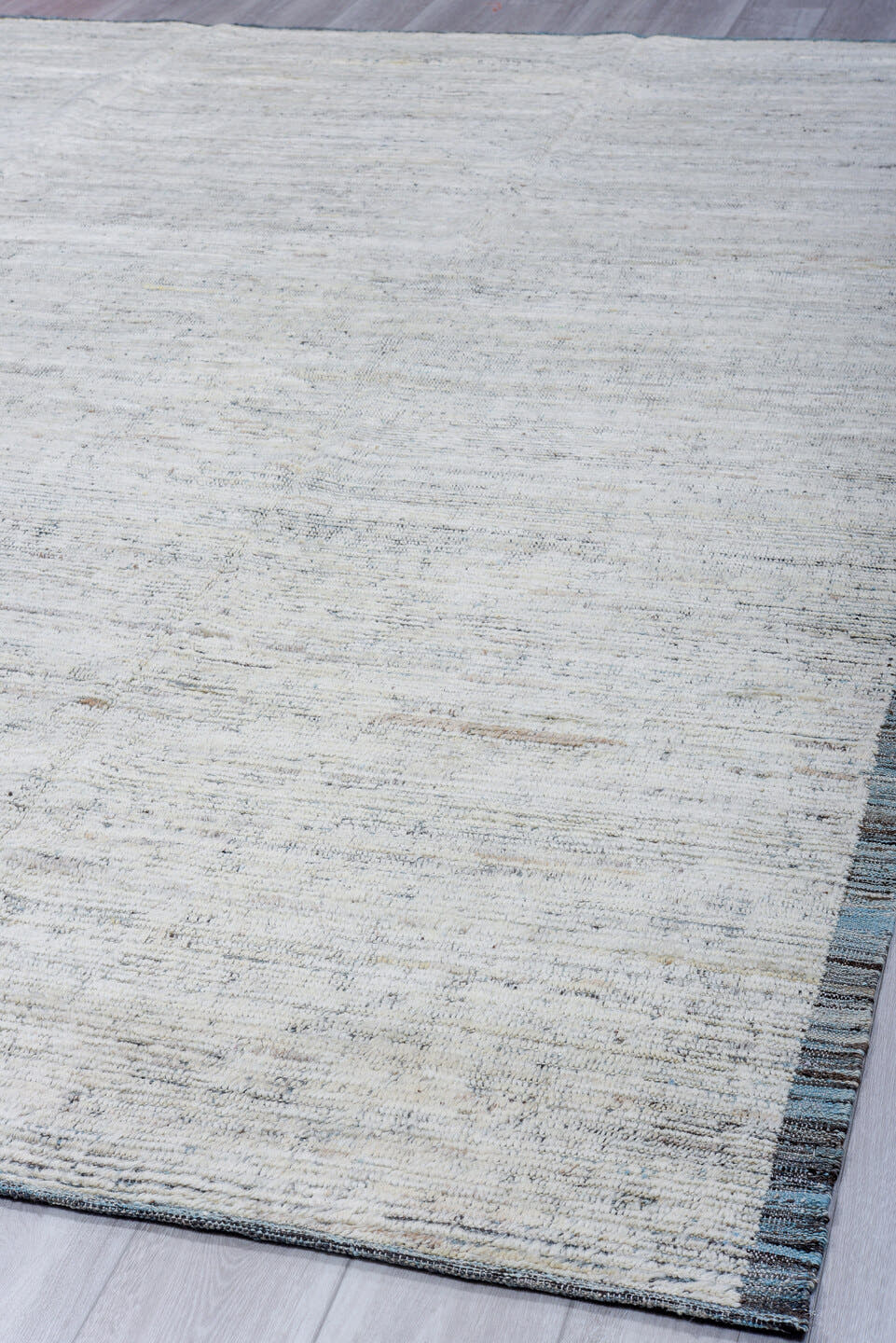 9' x 11' one-of-a-kind handmade vintage Tulu large size rug. Color palette: ivory, charcoal, slate, cream, gray, black
