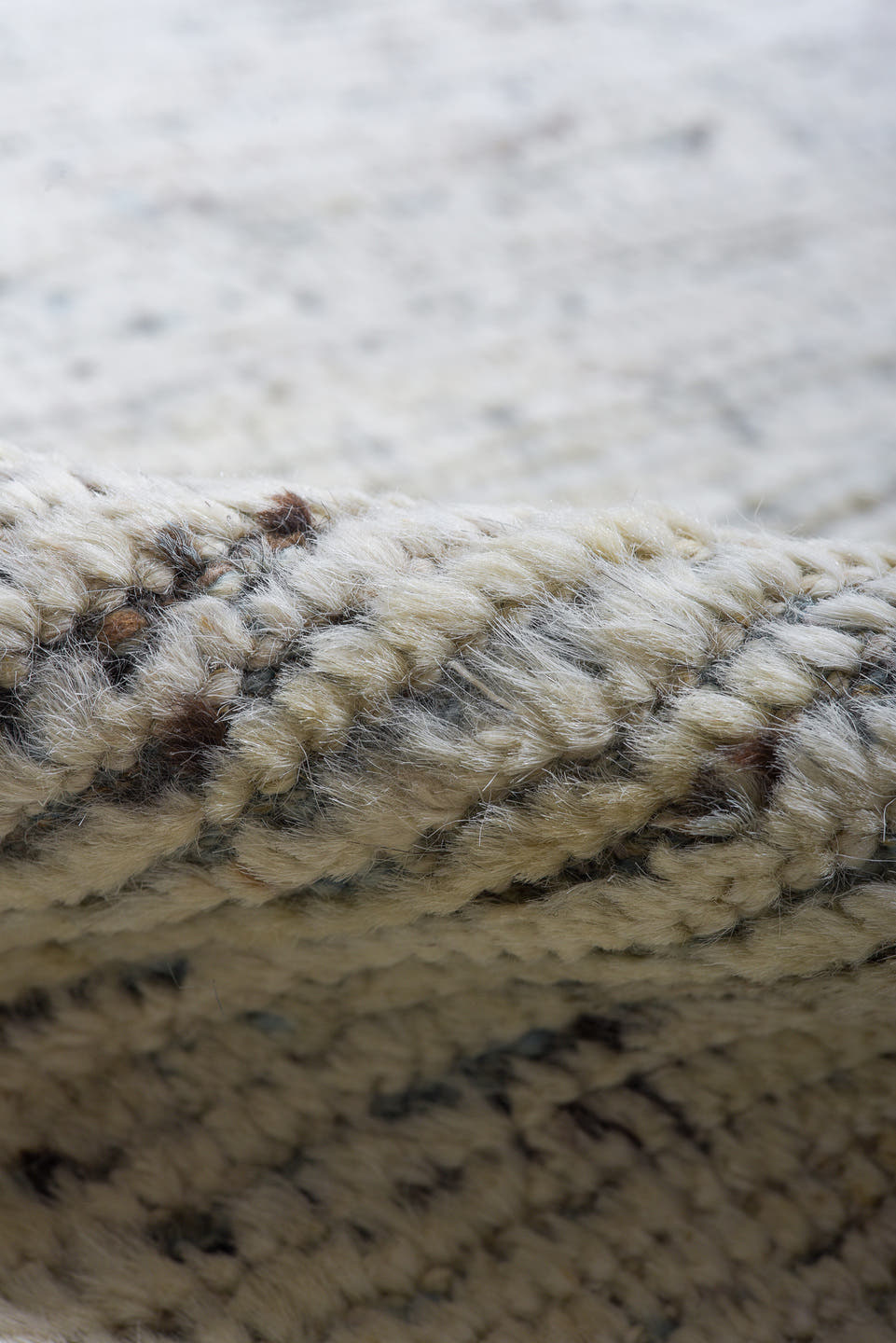 9' x 11' one-of-a-kind handmade vintage Tulu large size rug. Color palette: ivory, charcoal, slate, cream, gray, black