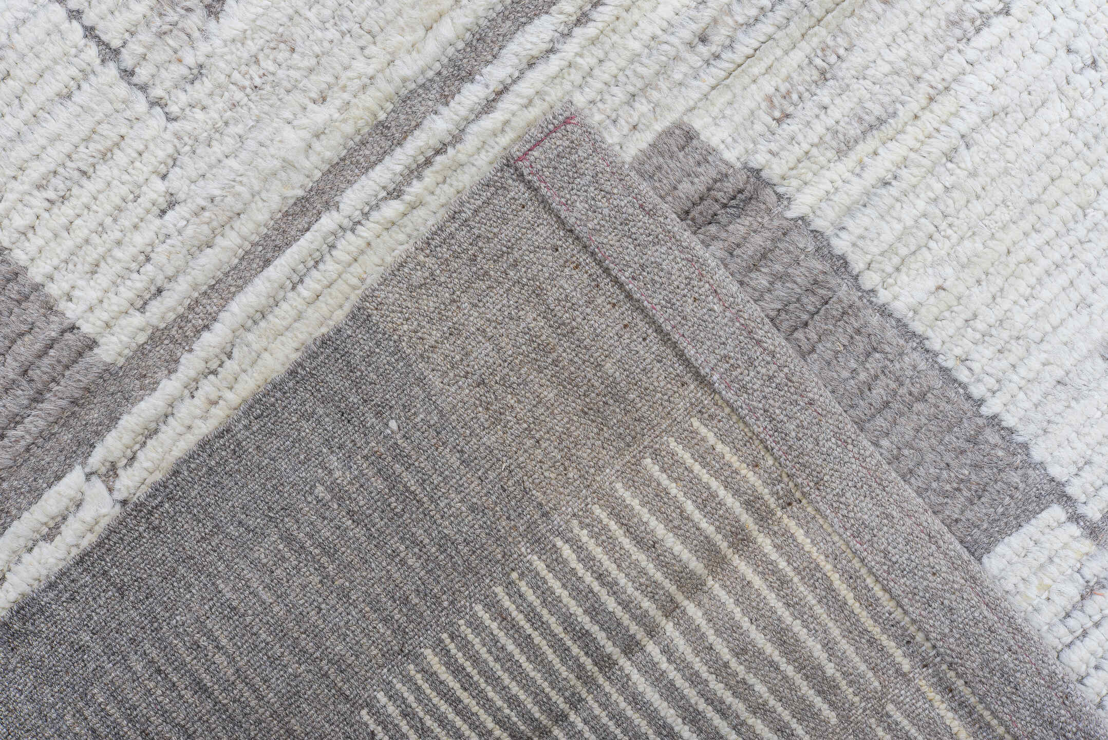 10' x 12' one-of-a-kind handmade vintage Tulu large size rug. Color palette: ivory, charcoal, taupe, gray, black, beige