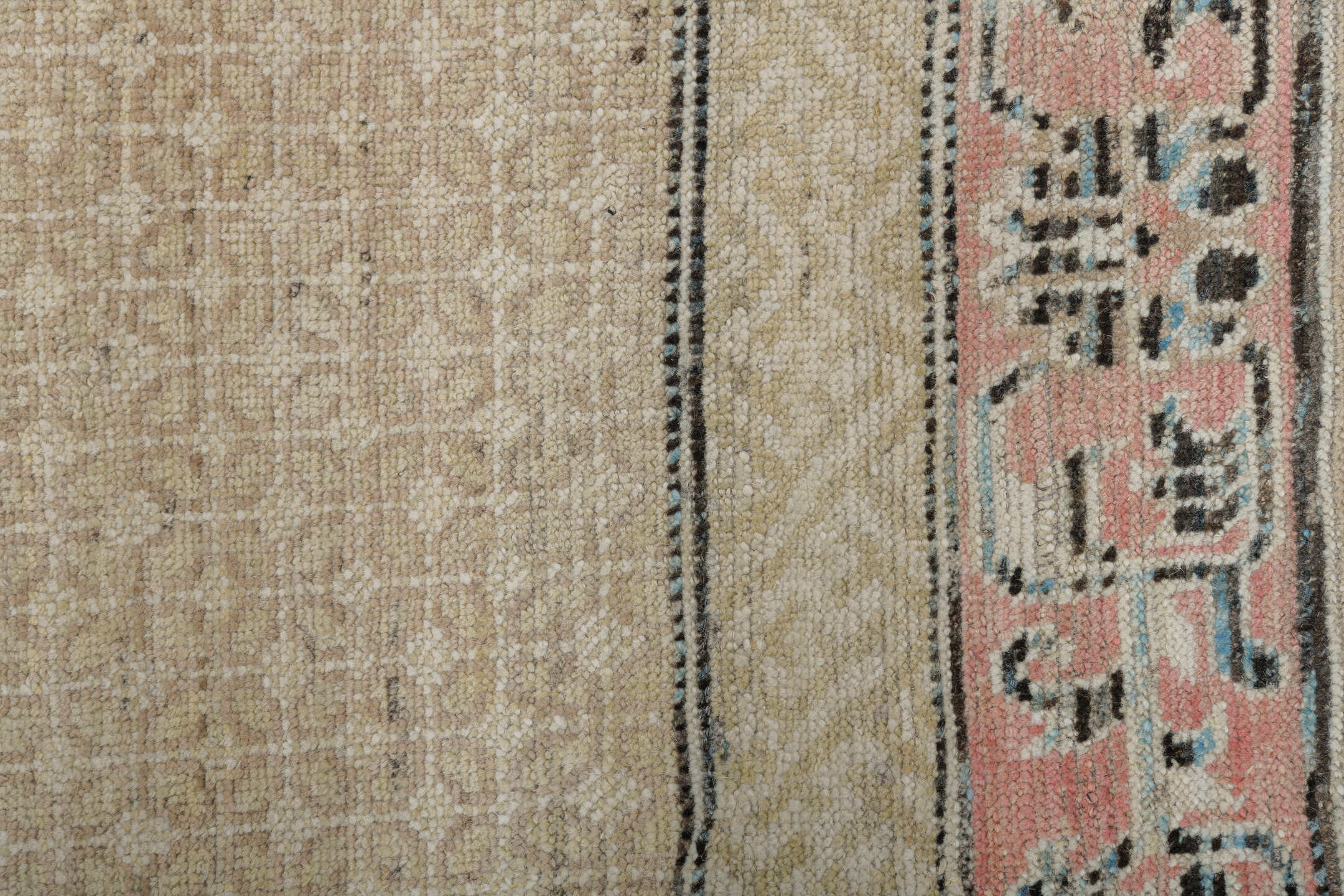 10' x 9' one-of-a-kind handmade vintage Chinese large size rug. Color palette: ivory, blush, charcoal, taupe, cream