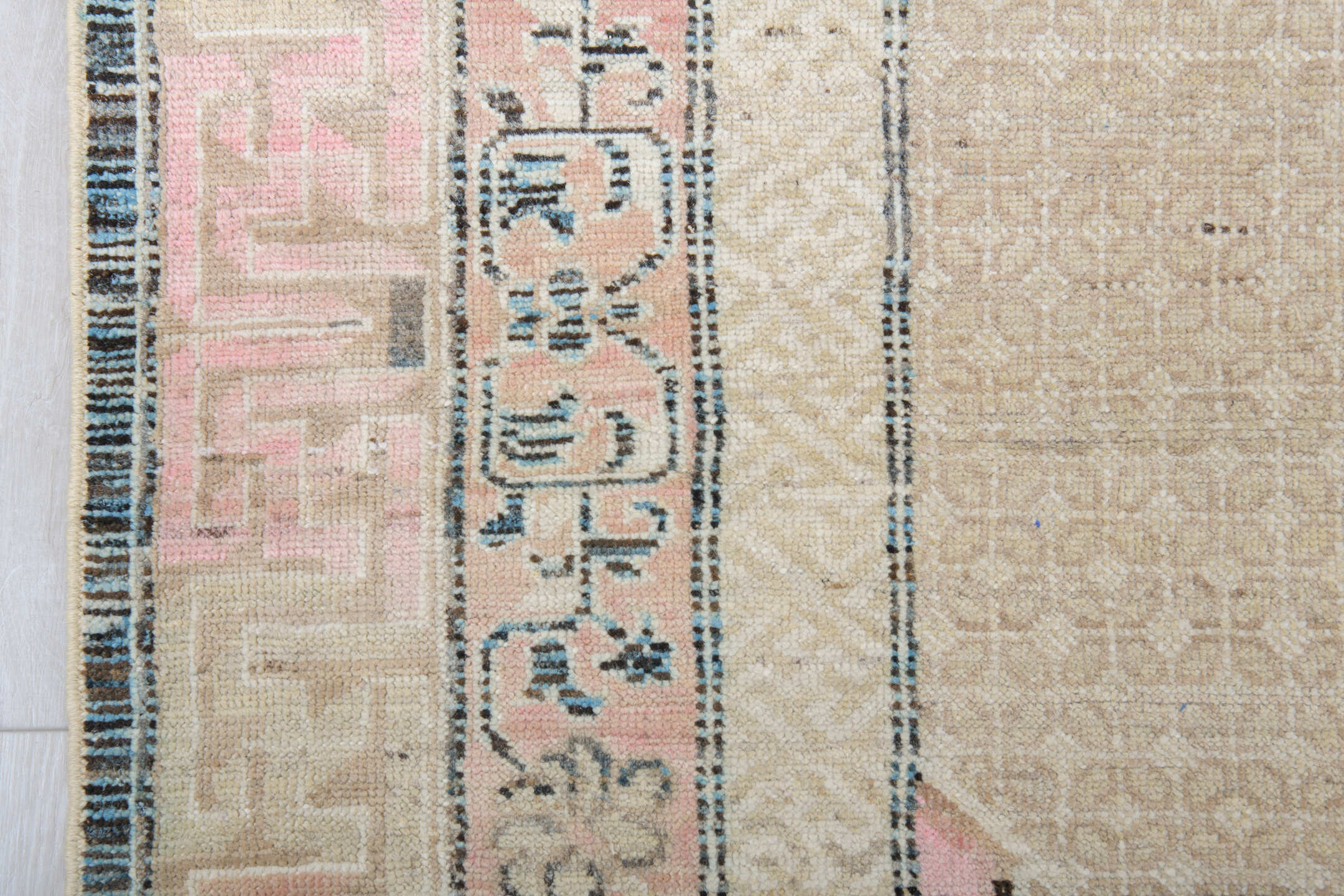 10' x 9' one-of-a-kind handmade vintage Chinese large size rug. Color palette: ivory, blush, charcoal, taupe, cream