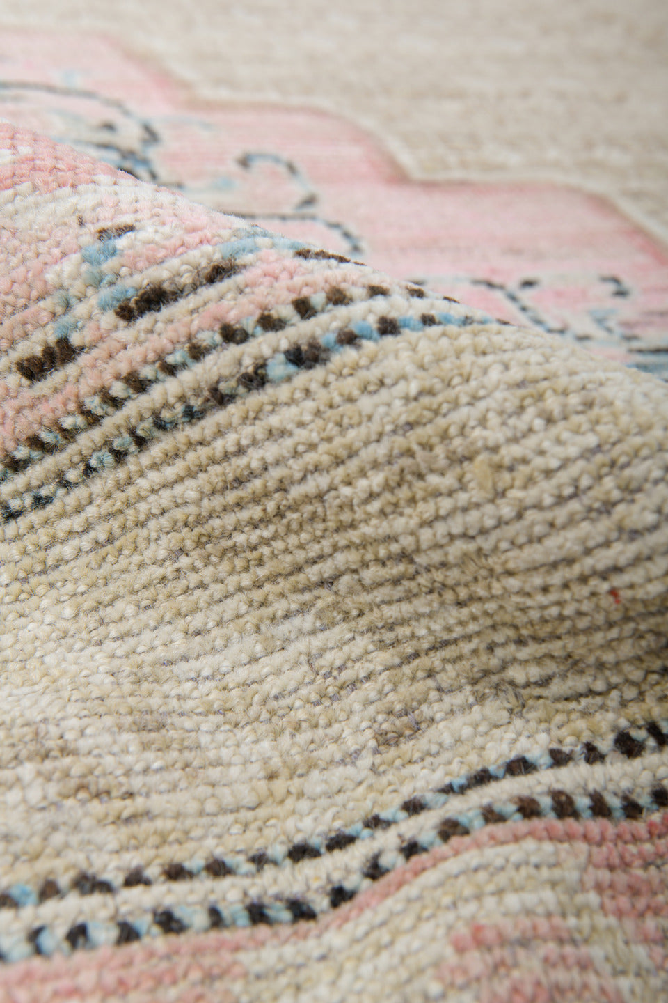 10' x 9' one-of-a-kind handmade vintage Chinese large size rug. Color palette: ivory, blush, charcoal, taupe, cream