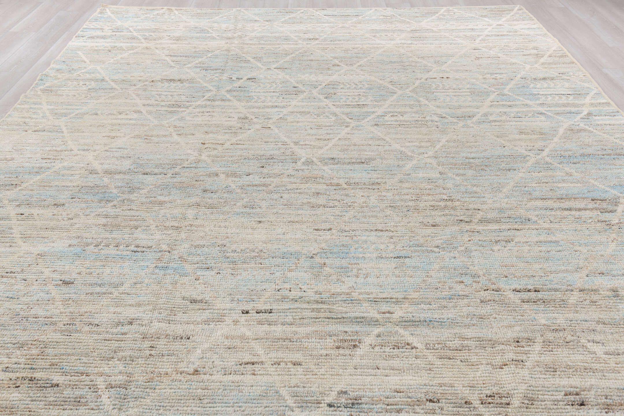 10' x 13' one-of-a-kind handmade vintage Tulu large size rug. Color palette: brown, dark gray, dim gray, gainsboro, gray