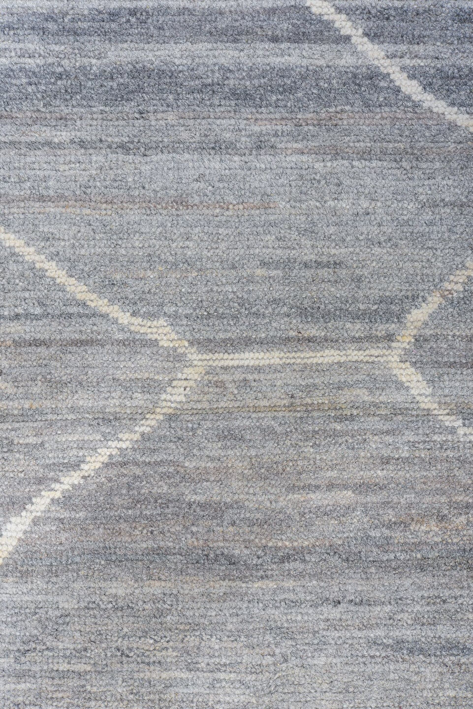 12' x 15' one-of-a-kind handmade vintage Tulu oversize rug. Color palette: gray, ivory, slate, taupe, charcoal, beige, black