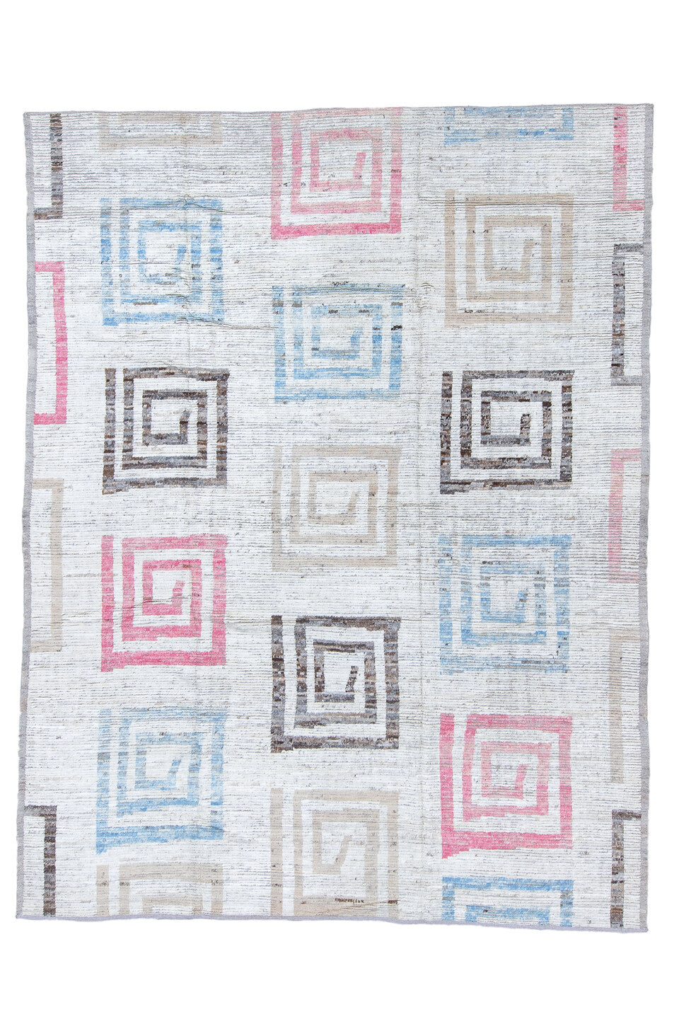 9' x 12' one-of-a-kind handmade vintage Tulu large size rug. Color palette: black, dark gray, gainsboro, gray, light blue