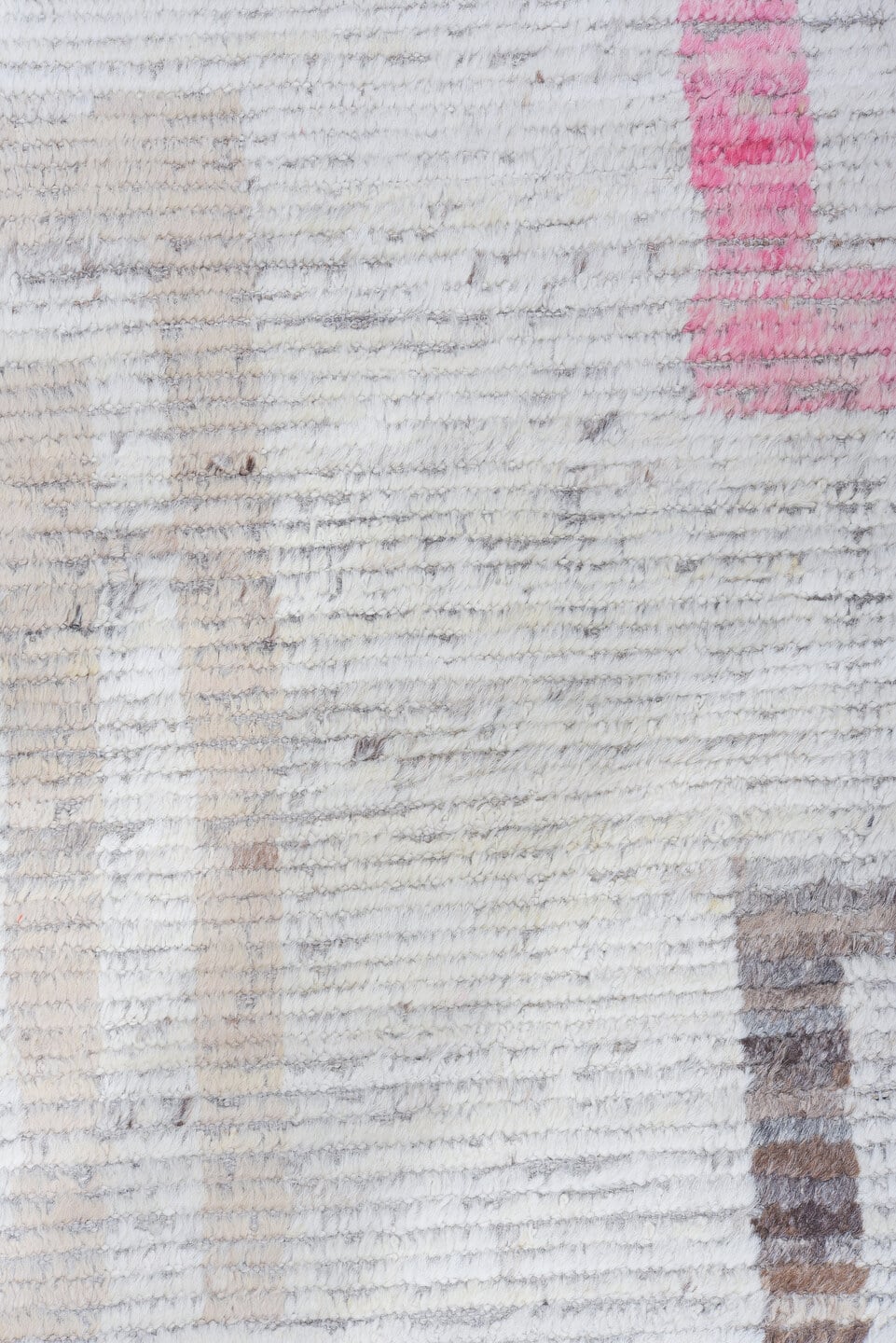 9' x 12' one-of-a-kind handmade vintage Tulu large size rug. Color palette: ivory, sky blue, blush, taupe, brown, gray