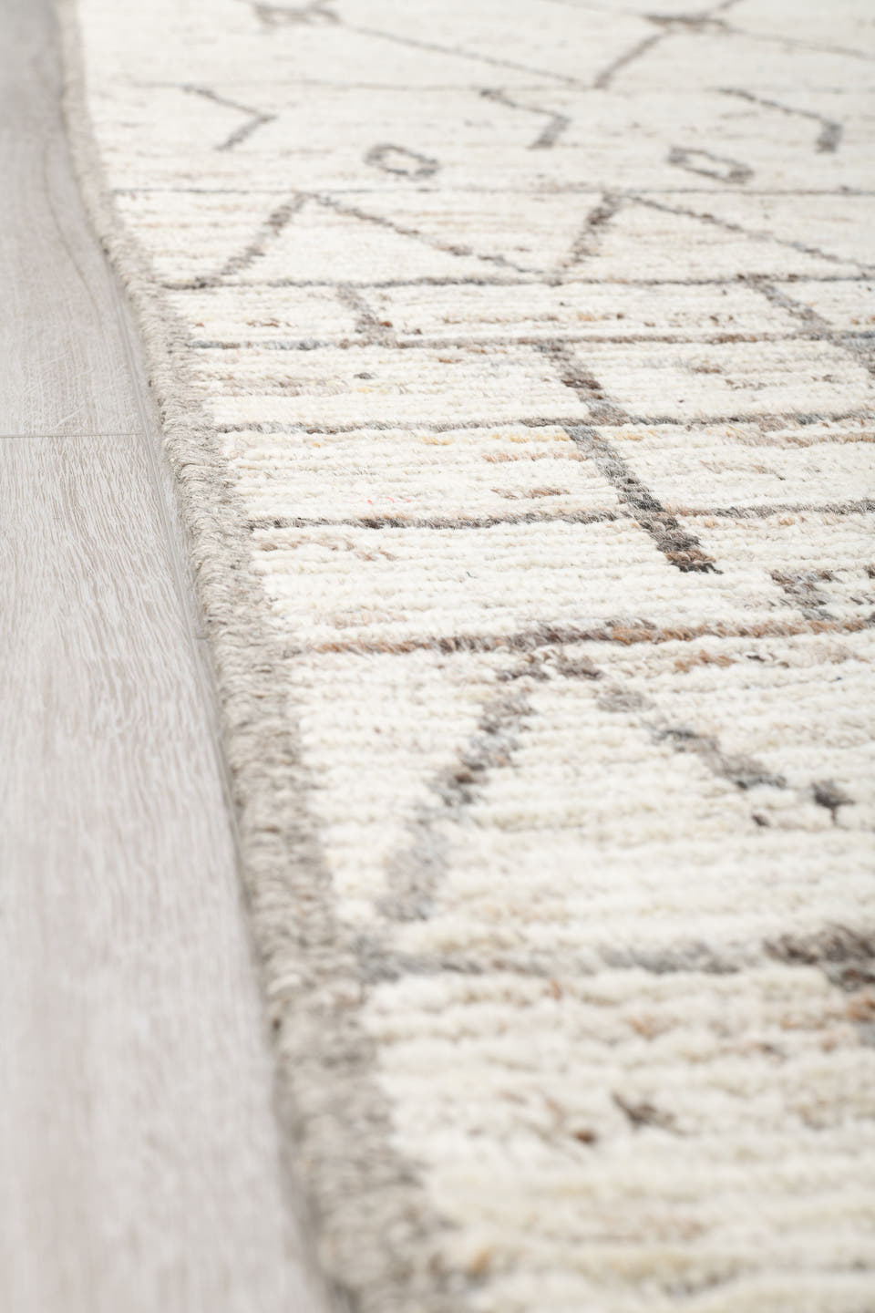 9' x 11' one-of-a-kind handmade vintage Tulu large size rug. Color palette: ivory, charcoal, taupe, cream, gray, black