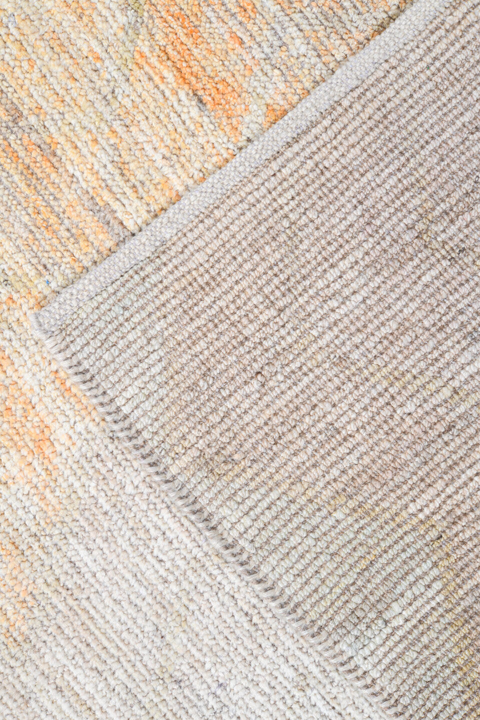 14' x 19' one-of-a-kind handmade vintage Tulu oversize rug. Color palette: ivory, blush, pale blue, soft gold, cream, sand