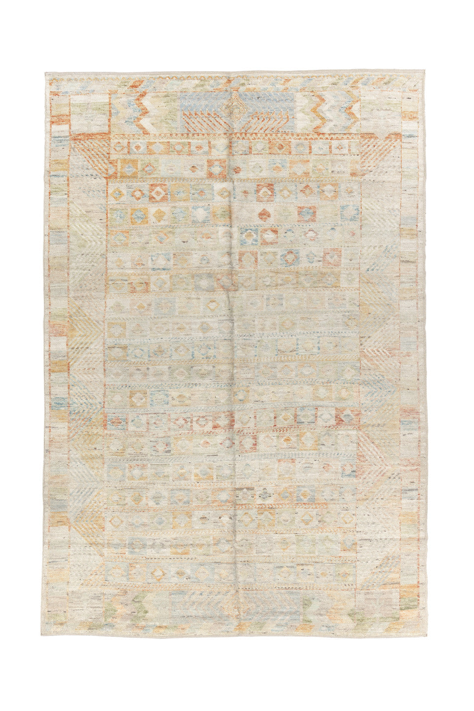 6' x 9' one-of-a-kind handmade vintage Tulu medium size rug. Color palette: brown, dark gray, gainsboro, gray, light gray