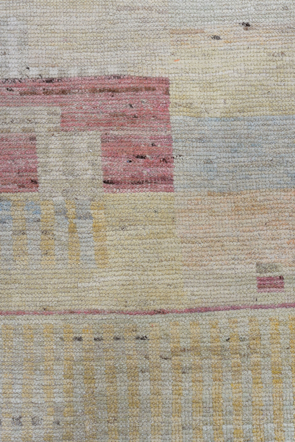 10' x 13' one-of-a-kind handmade vintage Tulu large size rug. Color palette: ivory, beige, blush, pale blue, cream