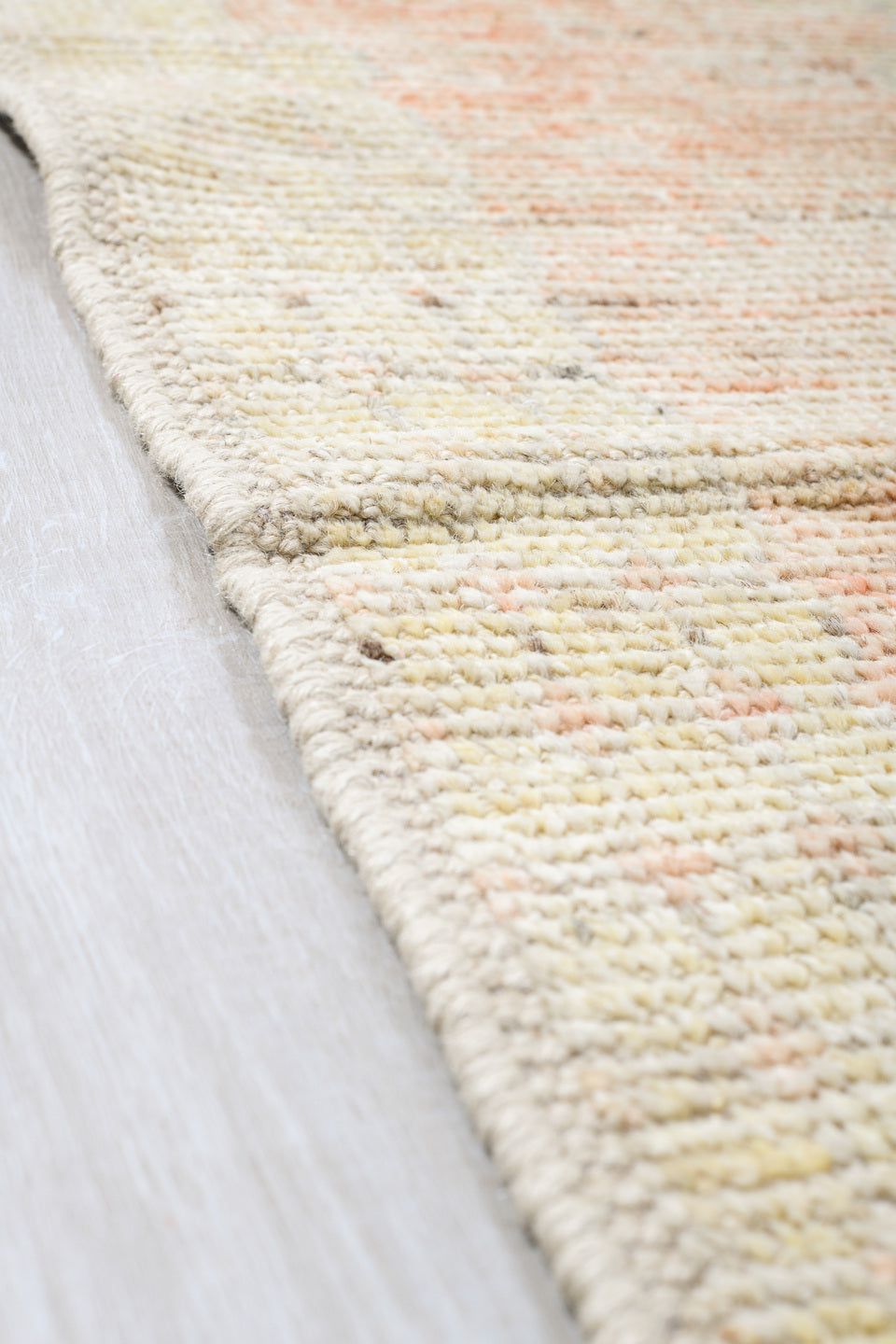 13' x 19' one-of-a-kind handmade vintage Tulu oversize rug. Color palette: ivory, cream, pale gold, pale blue, blush, beige