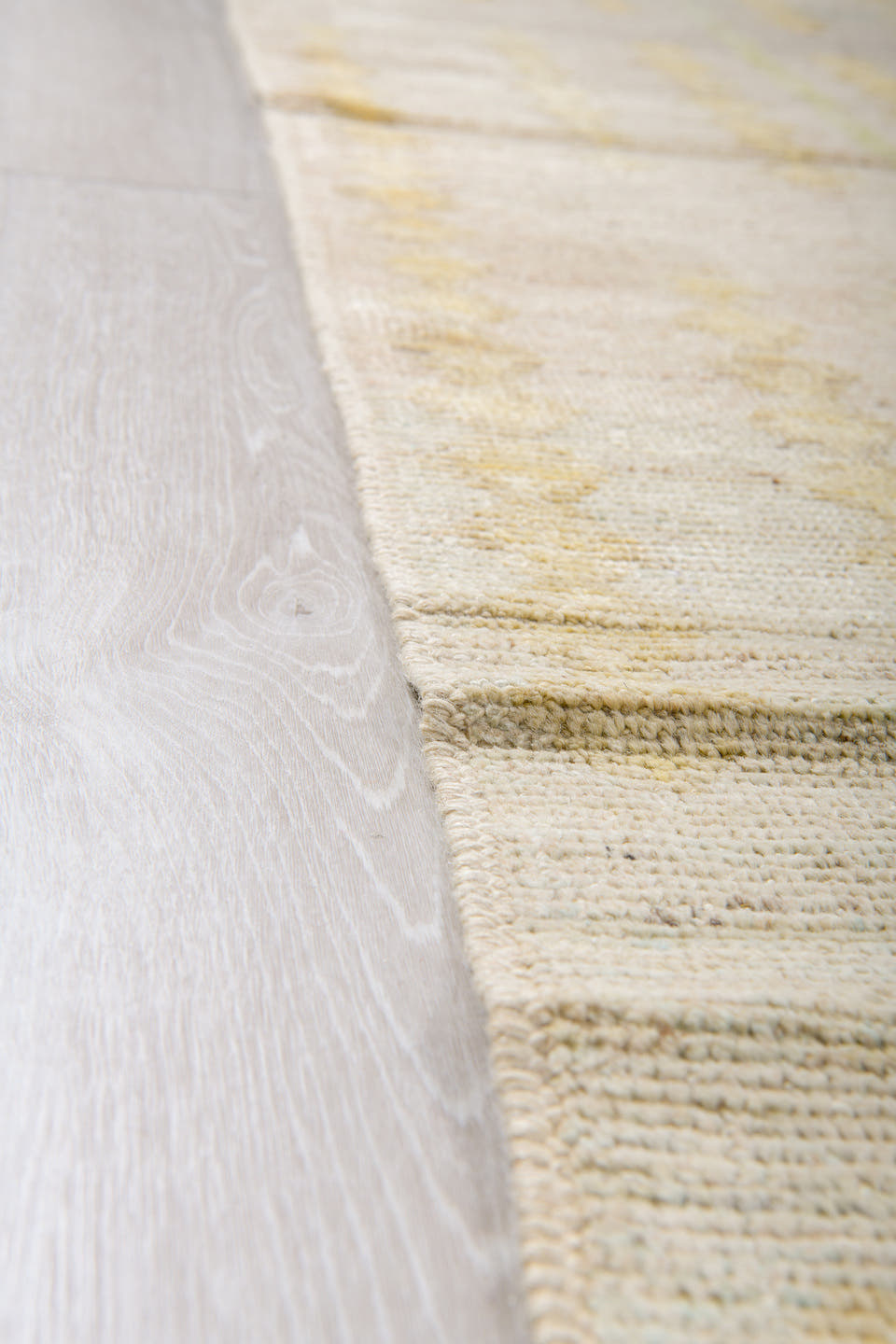 14' x 19' one-of-a-kind handmade vintage Tulu oversize rug. Color palette: ivory, cream, pale blue, soft gold, taupe, beige
