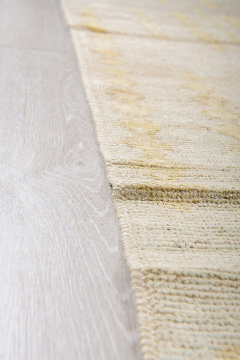 14' x 19' one-of-a-kind handmade vintage Tulu oversize rug. Color palette: ivory, cream, pale blue, soft gold, taupe, beige