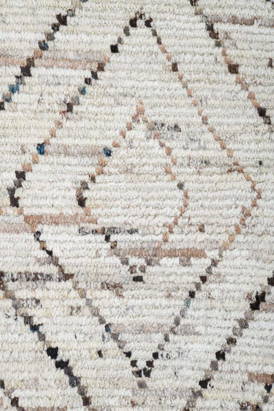 8' x 9' one-of-a-kind handmade vintage Tulu rug. Color palette: ivory, taupe, charcoal, gray, beige, black