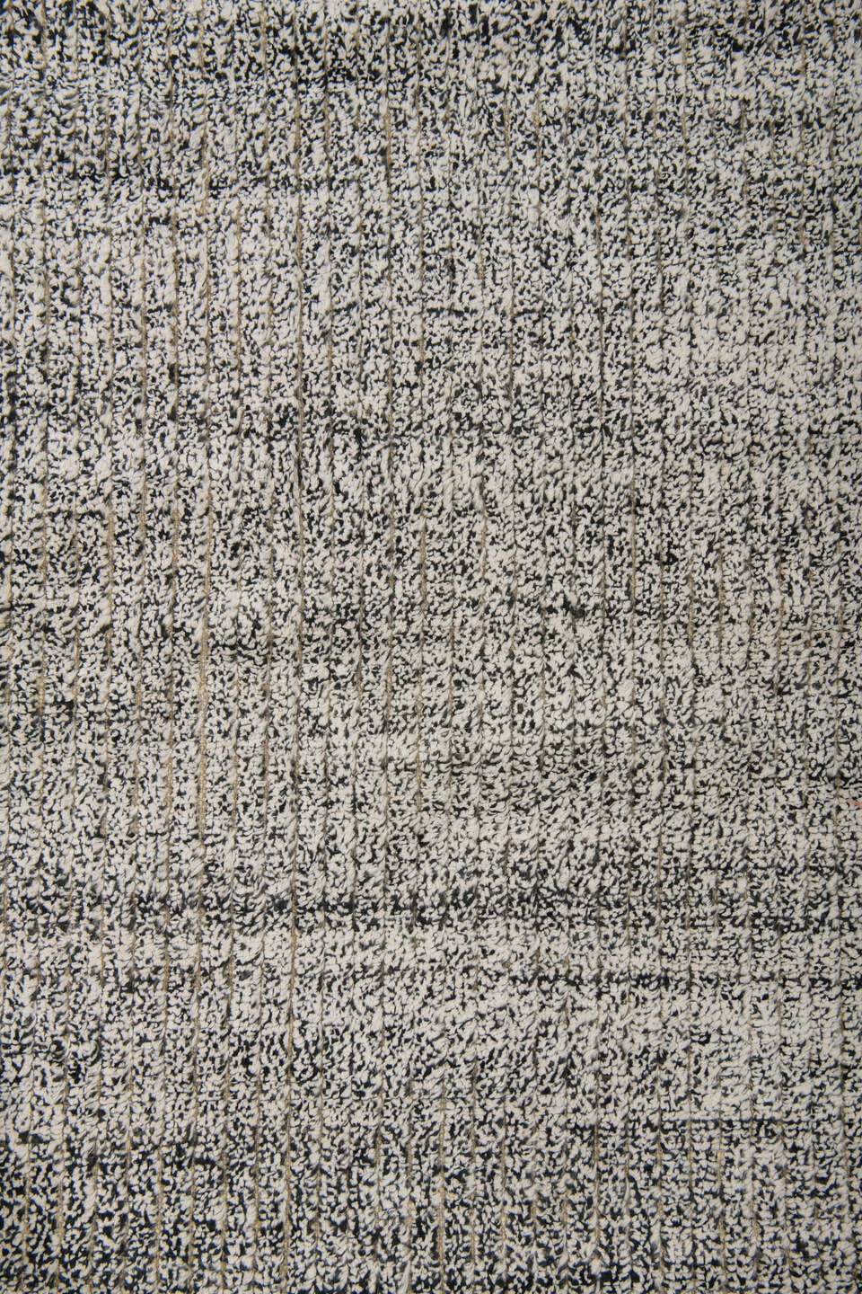 9' x 12' one-of-a-kind handmade vintage Tulu large size rug. Color palette: ivory, charcoal, gray, cream, taupe, black
