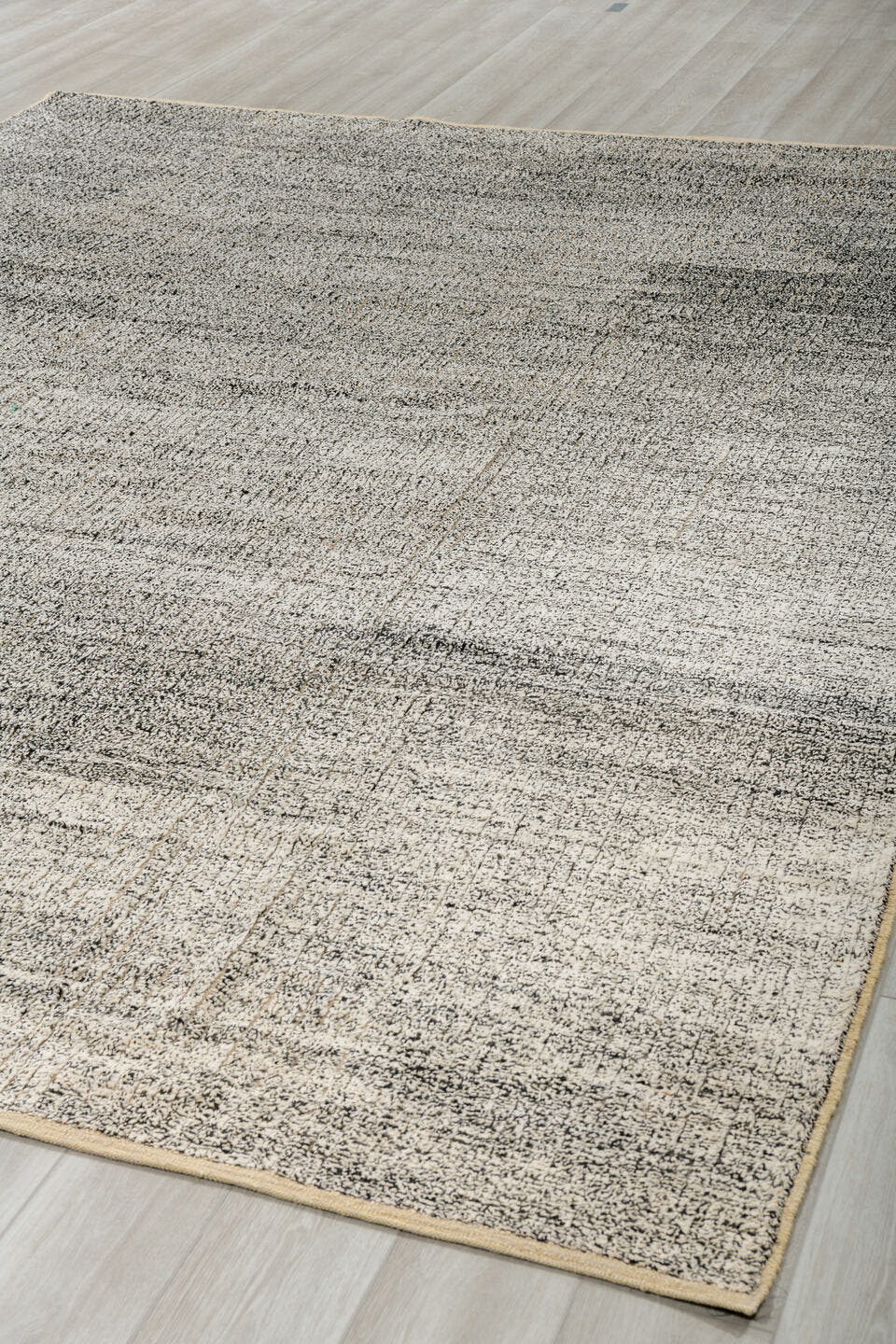 9' x 12' one-of-a-kind handmade vintage Tulu large size rug. Color palette: ivory, charcoal, gray, cream, taupe, black