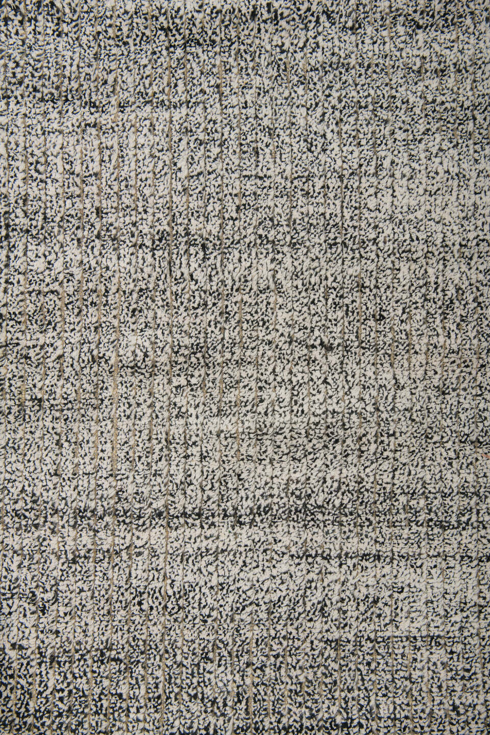 9' x 12' one-of-a-kind handmade vintage Tulu large size rug. Color palette: black, charcoal, gainsboro, gray, light gray